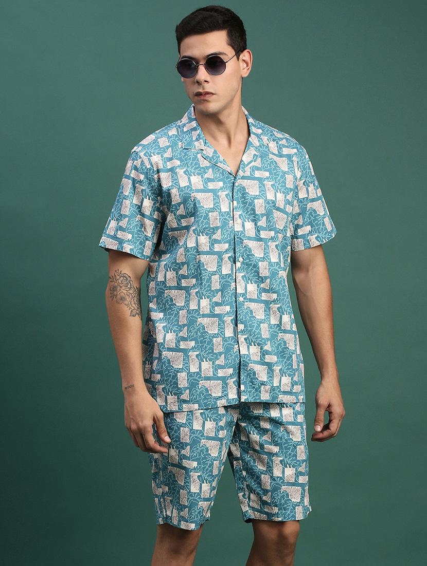 men printed shirt & shorts co-ord set - 21463210 - Standard Image - 3