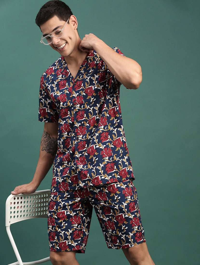 men printed shirt & shorts co-ord set - 21463211 - Standard Image - 3