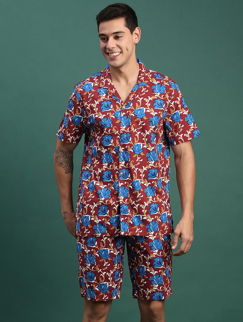 men printed shirt & shorts co-ord set - 21463212 - Zoom Image - 0