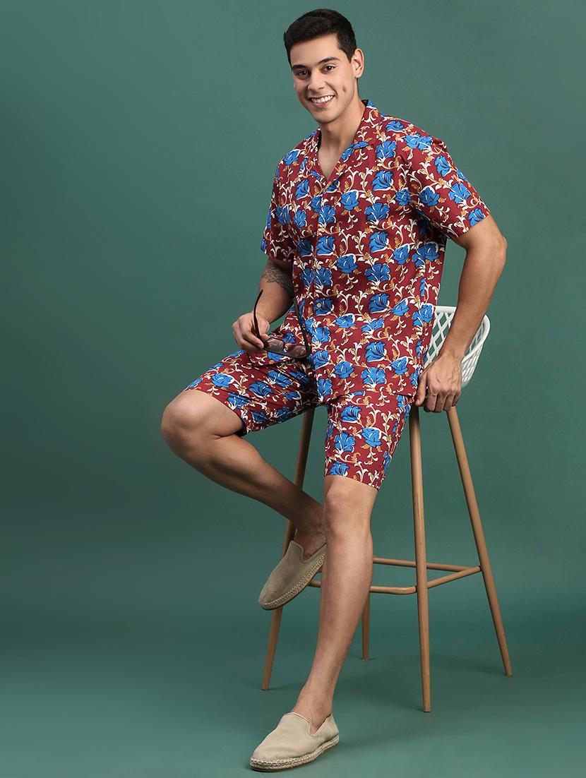 men printed shirt & shorts co-ord set - 21463212 - Standard Image - 3