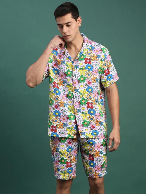 men printed shirt & shorts co-ord set - 21463216 -  Standard Image - 0