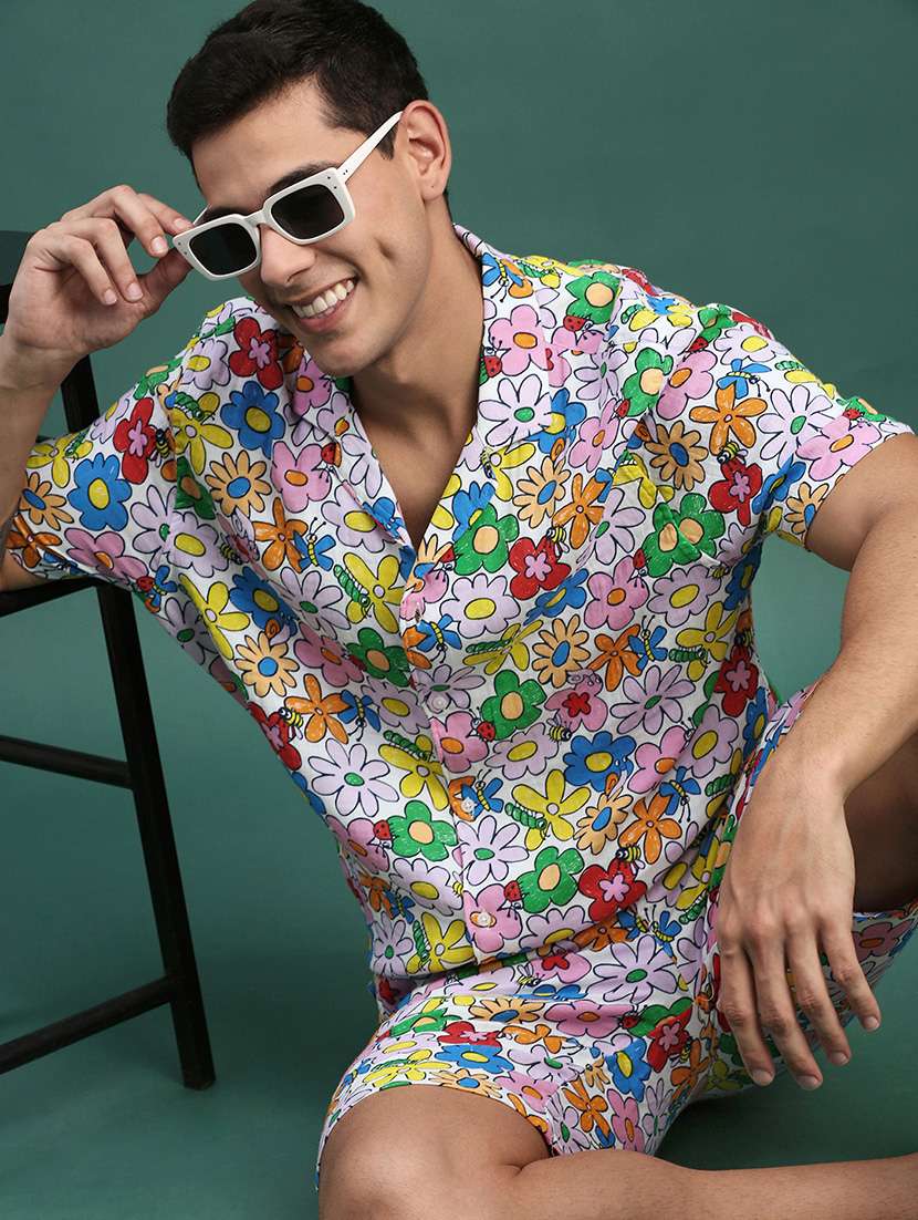 men printed shirt & shorts co-ord set - 21463216 - Standard Image - 3