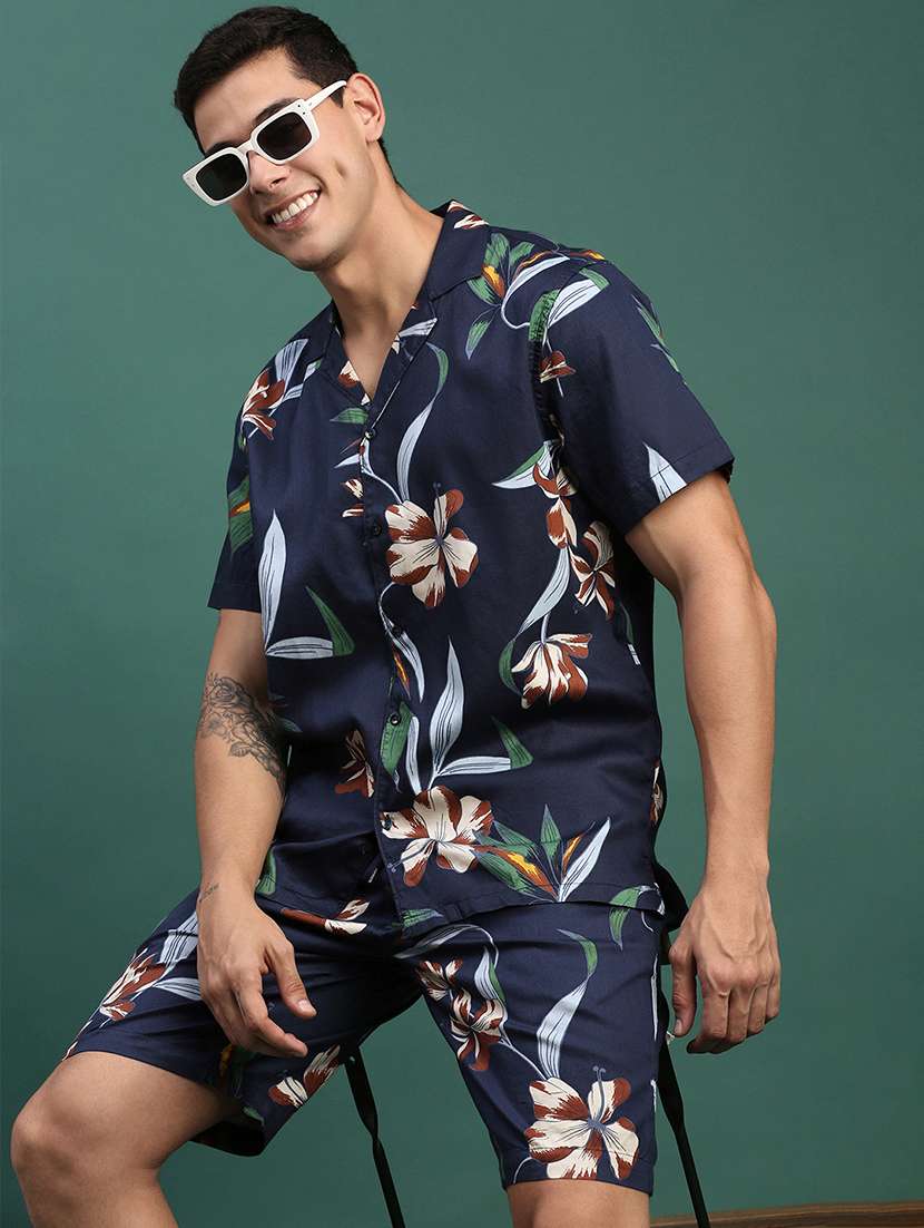 men printed shirt & shorts co-ord set - 21463219 -  Standard Image - 3