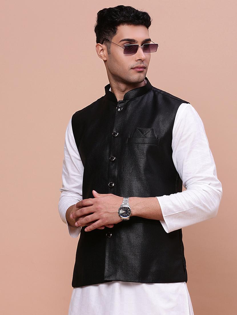 men mandrain neck nehru jacket - 21463303 - Standard Image - 3