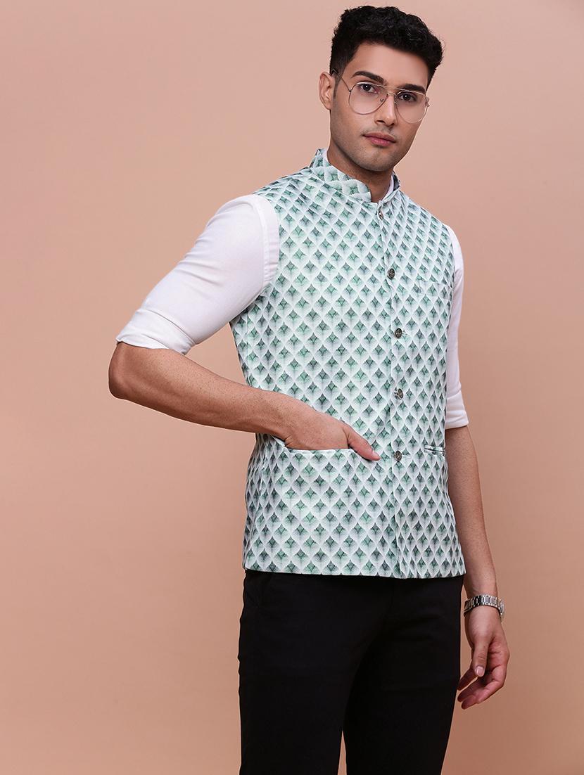 men mandrain neck nehru jacket - 21463327 - Standard Image - 3