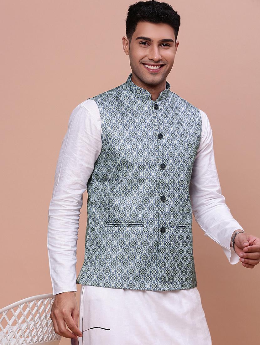 men mandrain neck nehru jacket - 21463337 - Standard Image - 3
