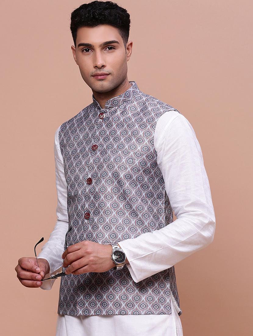 men mandrain neck nehru jacket - 21463338 - Standard Image - 3