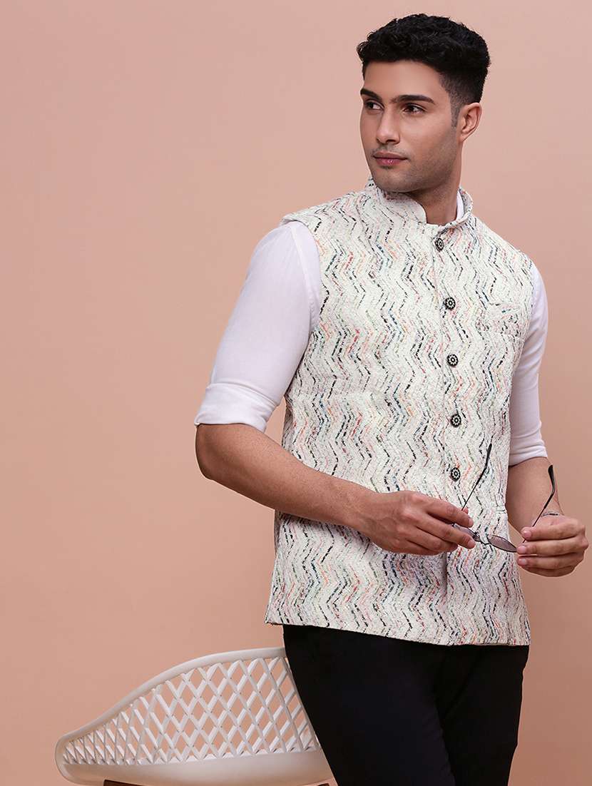 men mandrain neck nehru jacket - 21463343 -  Standard Image - 3