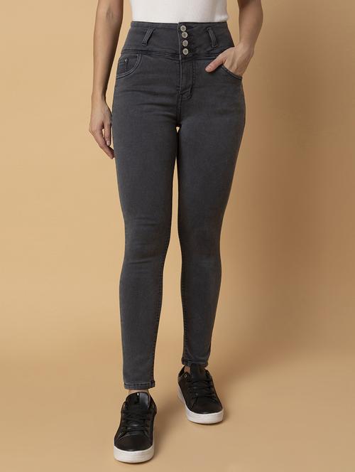 women solid high rise slim fit jean - 21463462 - Standard Image - 0