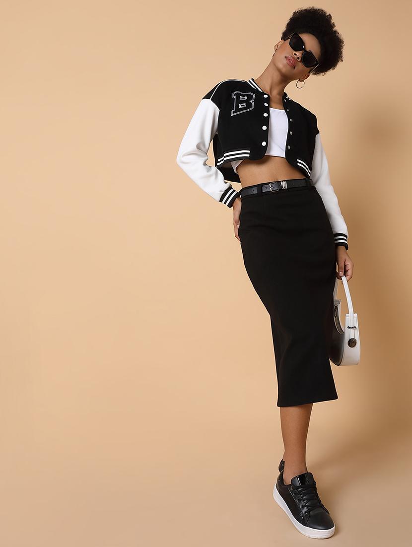 women long sleeves crop varsity jacket - 21463469 - Standard Image - 5