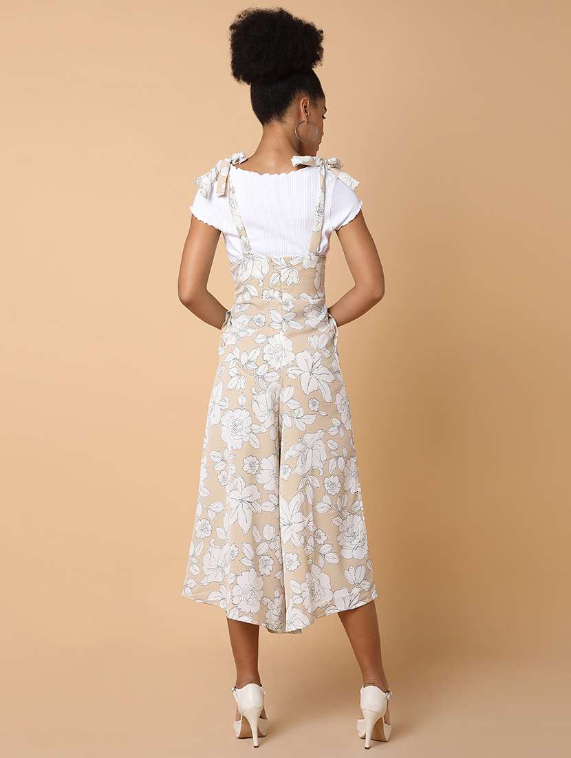 beige floral print calf length jumpsuit - 21463477 -  Standard Image - 3