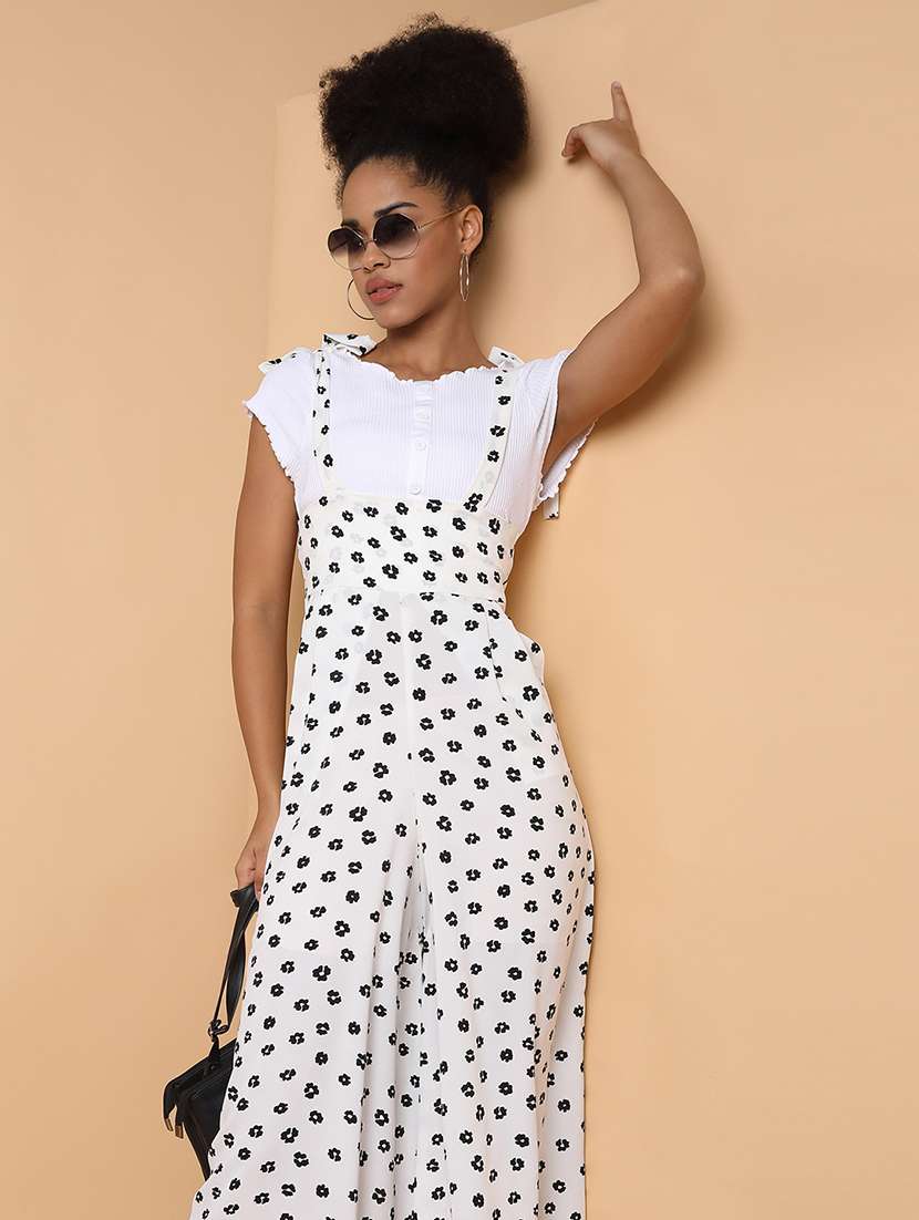 white floral print calf length jumpsuit - 21463478 -  Standard Image - 5