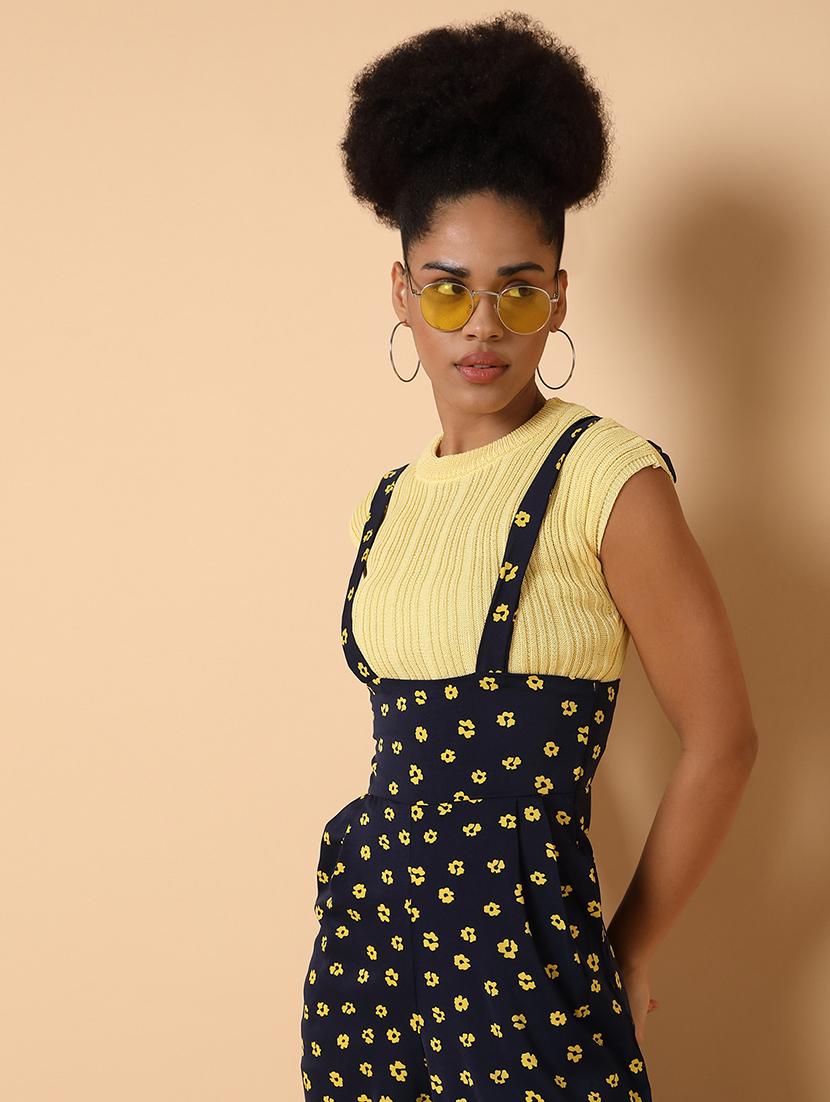 navy blue floral print calf length jumpsuit - 21463479 - Standard Image - 5