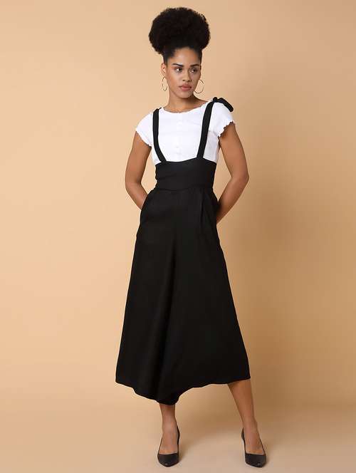 black solid calf length jumpsuit - 21463481 - Standard Image - 0