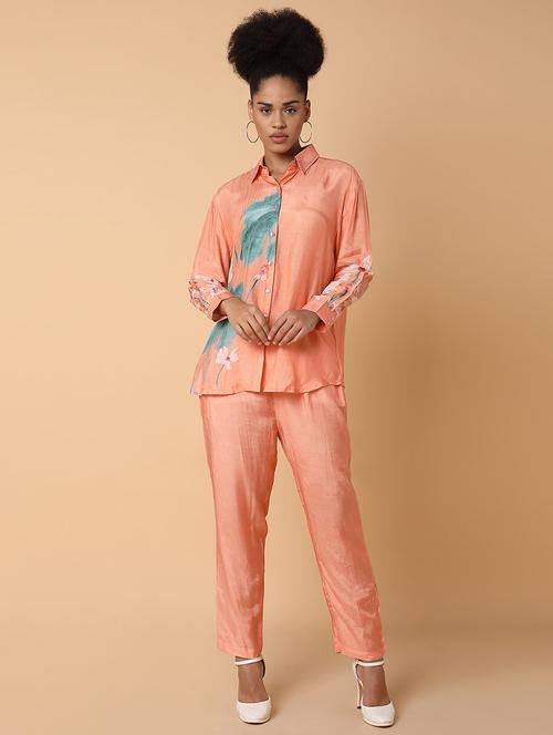 women printed shirt and trouser co-ord set - 21463494 - Standard Image - 0
