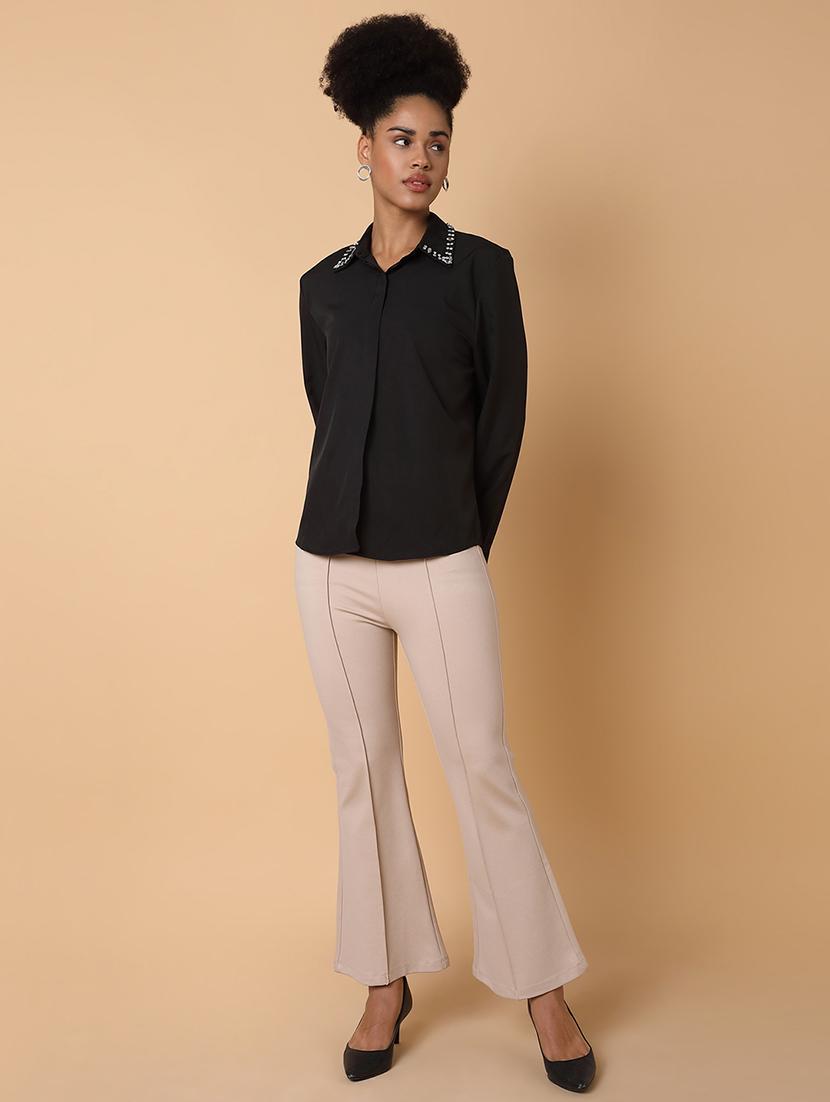 women black crepe regular shirt - 21463505 - Standard Image - 5