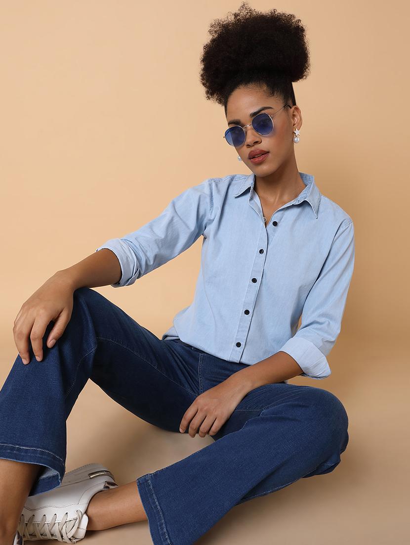 women solid long sleeves shirt - 21463508 - Standard Image - 3