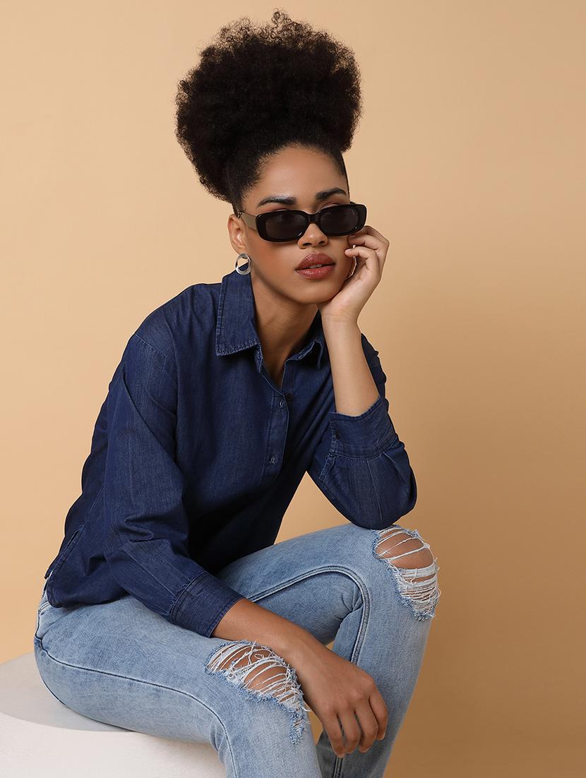 women solid long sleeves shirt - 21463510 - Standard Image - 3