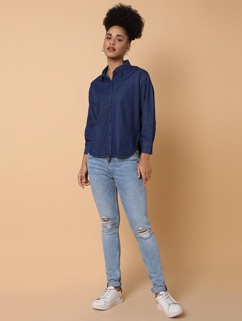 women solid long sleeves shirt - 21463510 - Standard Image - 5