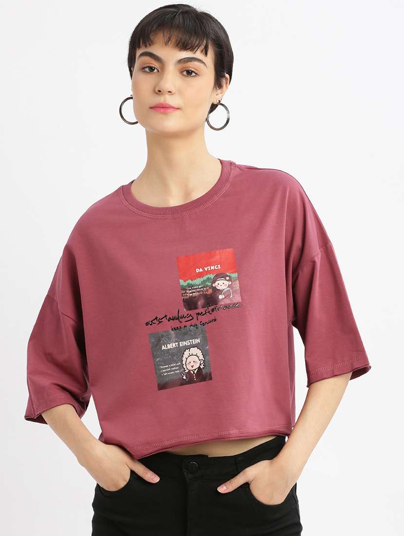 women printed boxy t-shirt - 21463556 -  Zoom Image - 0