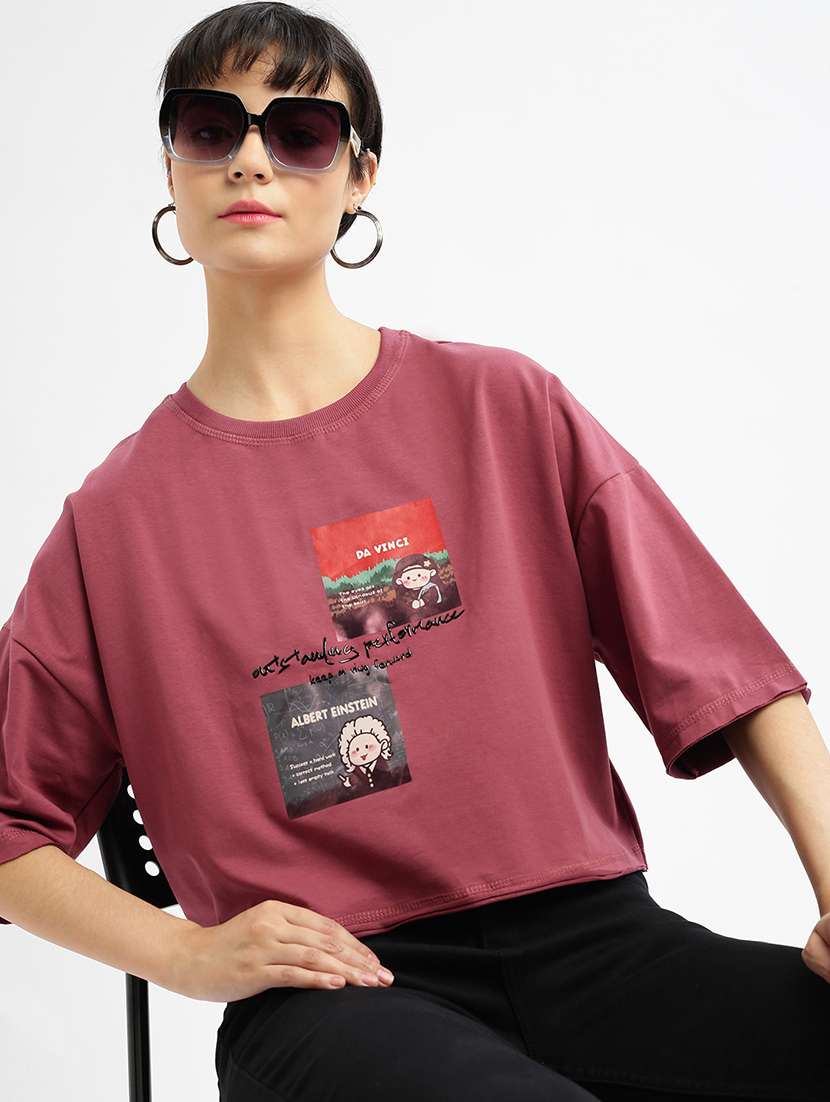 women printed boxy t-shirt - 21463556 - Standard Image - 3