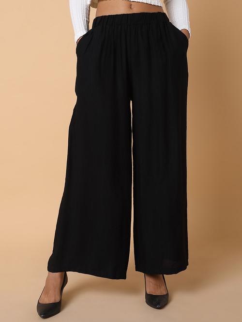 women solidmid rise wide leg trouser - 21463594 -  Standard Image - 0