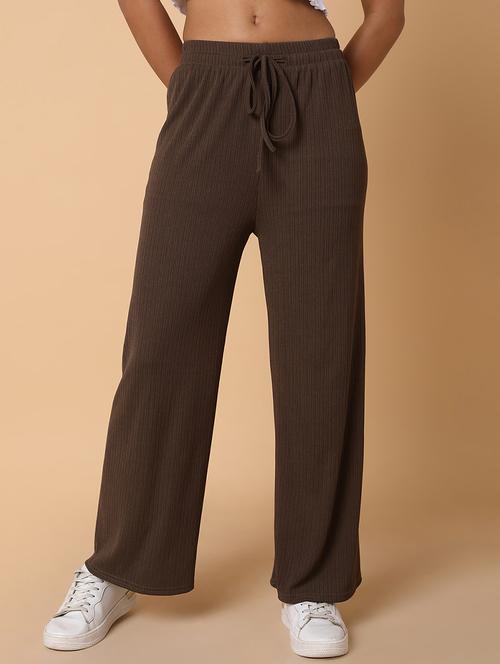 women solid mid rise wide leg trouser - 21463604 - Standard Image - 0