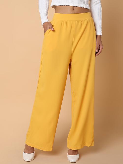 women solid high rise wide leg trouser - 21463605 - Standard Image - 0