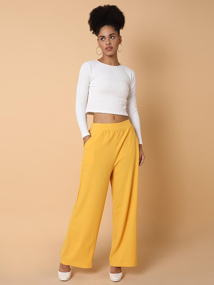 women solid high rise wide leg trouser - 21463605 - Standard Image - 5