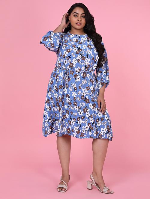 women plus size printed fit & flare dress - 21463623 - Standard Image - 0
