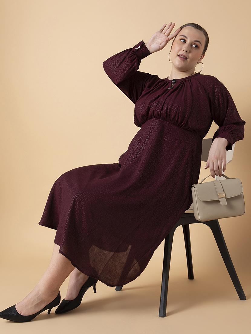 women plus size printed fit & flare dress - 21463625 - Standard Image - 5
