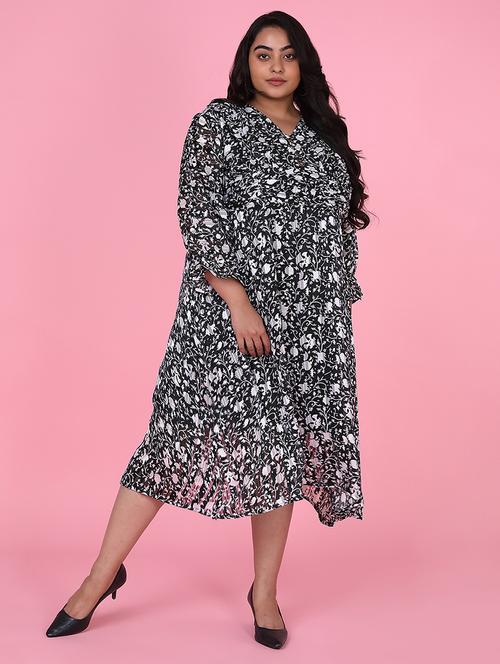 women plus size printed fit & flare dress - 21463626 - Standard Image - 0