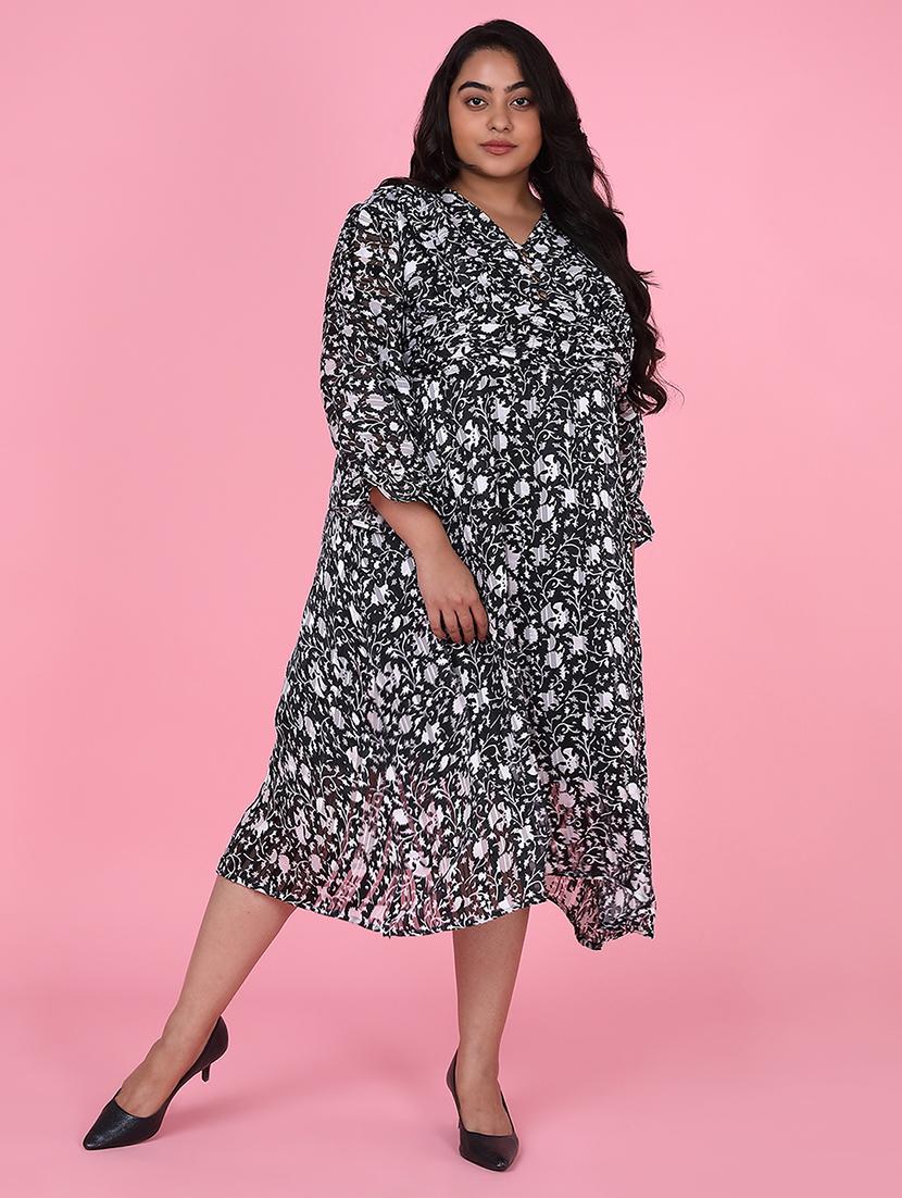women plus size printed fit & flare dress - 21463626 - Zoom Image - 0