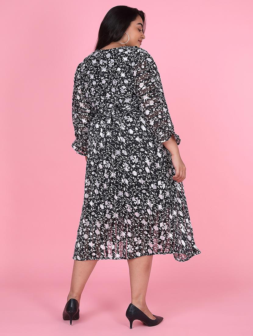 women plus size printed fit & flare dress - 21463626 - Standard Image - 3