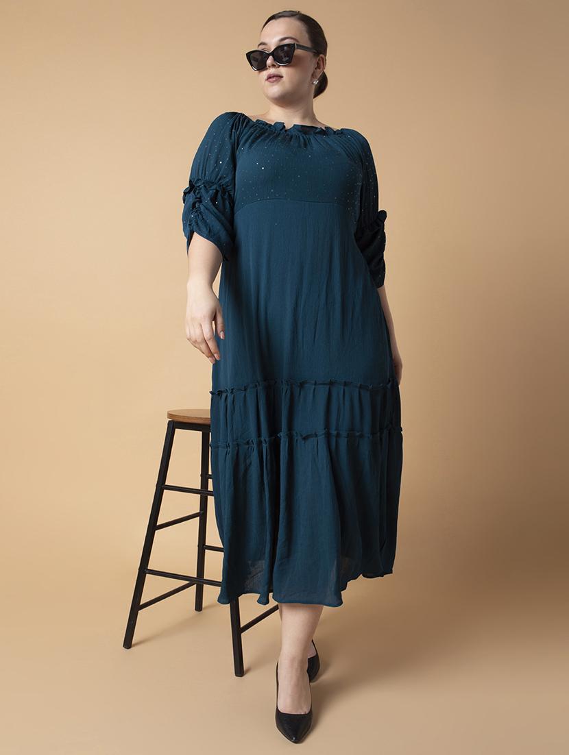 women plus size solid tiered dress - 21463631 - Standard Image - 5