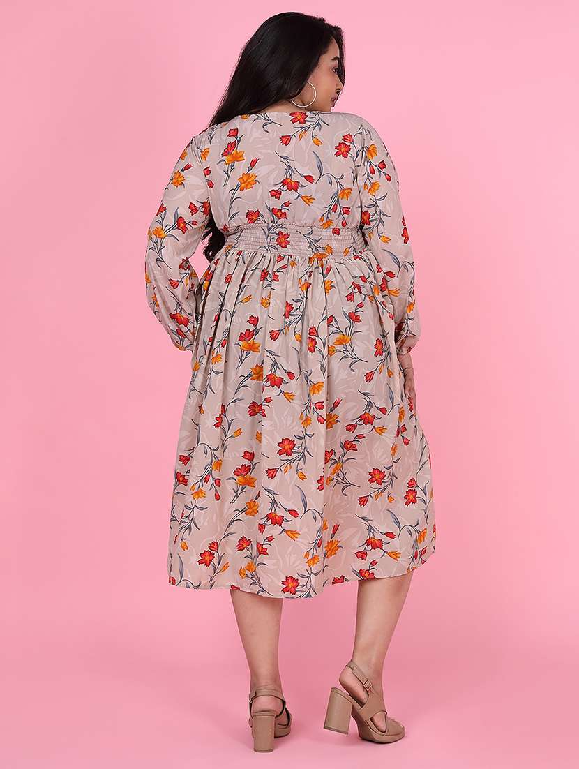 women plus size printed fit & flare dress - 21463634 - Standard Image - 3