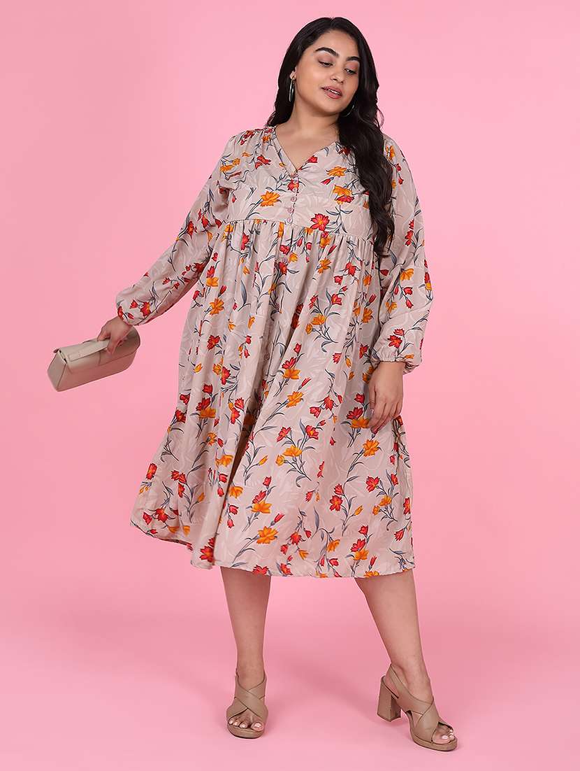 women plus size printed fit & flare dress - 21463634 - Standard Image - 5