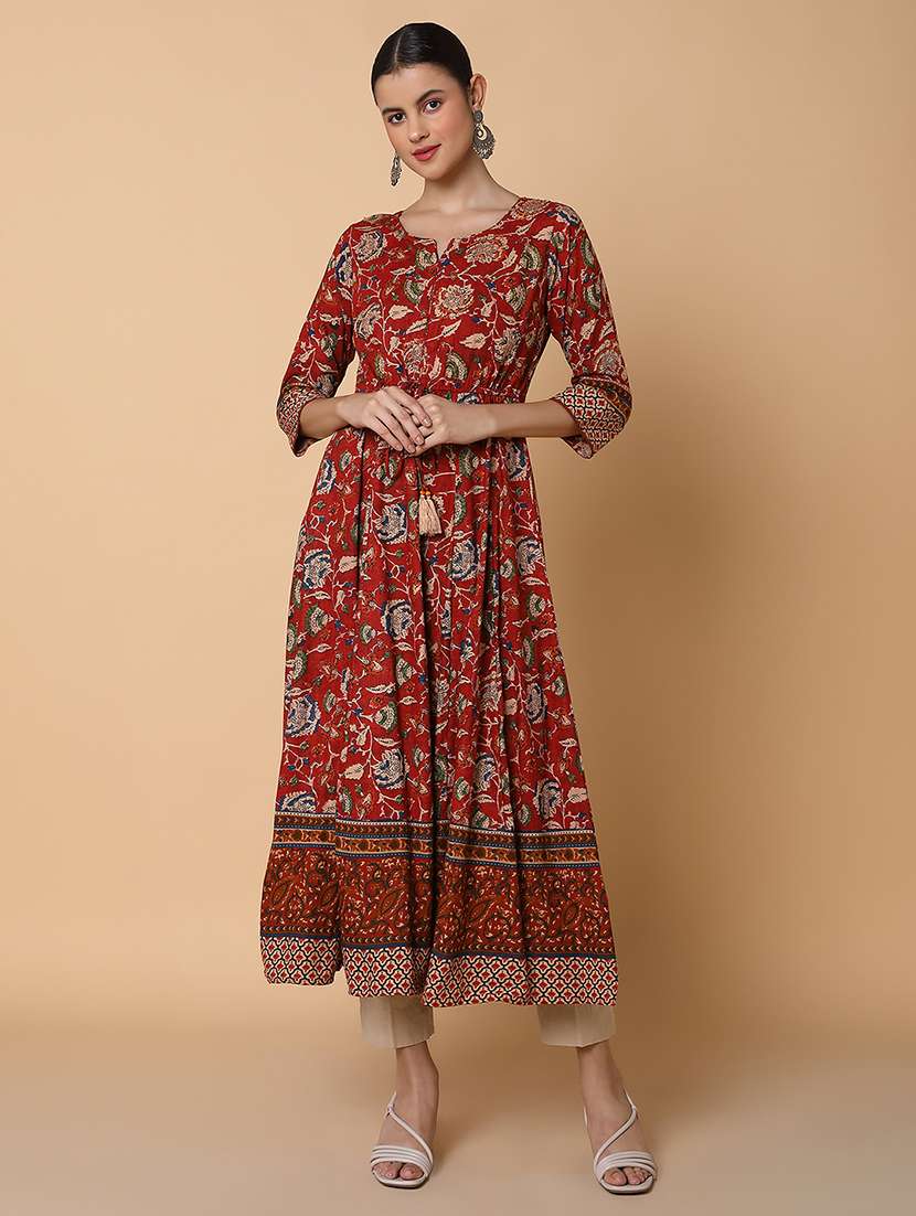 women three quarter sleeve anarkali kurta - 21463644 -  Zoom Image - 0