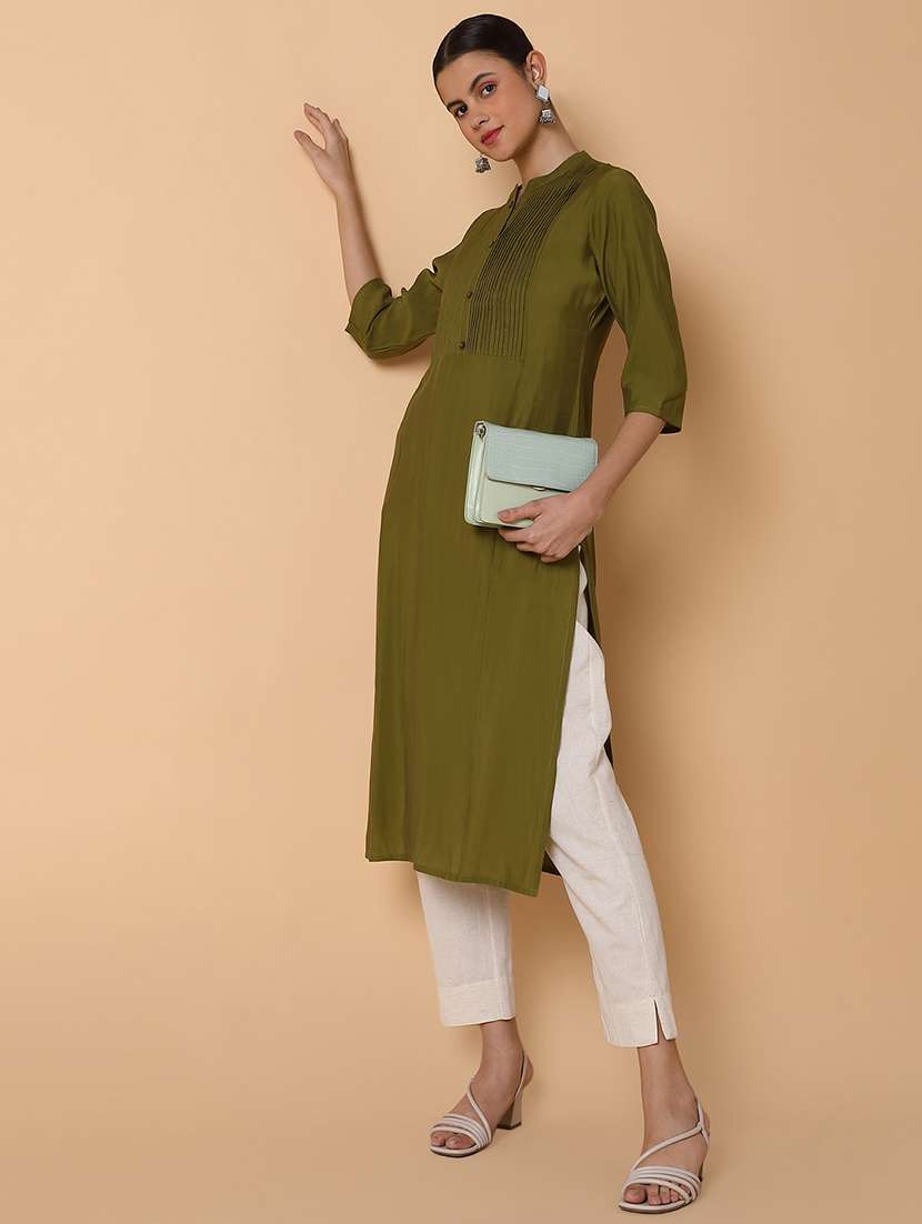 women three quarter sleeve a-line kurta - 21463655 -  Standard Image - 5