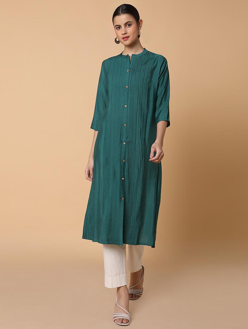 women three quarter sleeve a-line kurta - 21463657 - Zoom Image - 0