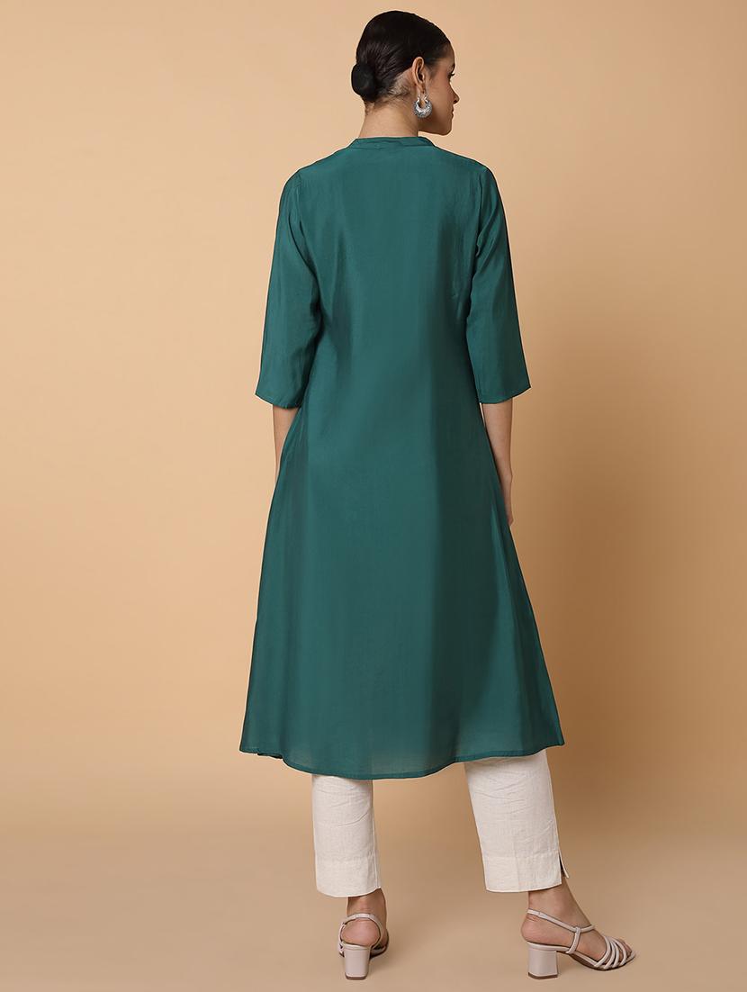 women three quarter sleeve a-line kurta - 21463657 - Standard Image - 3