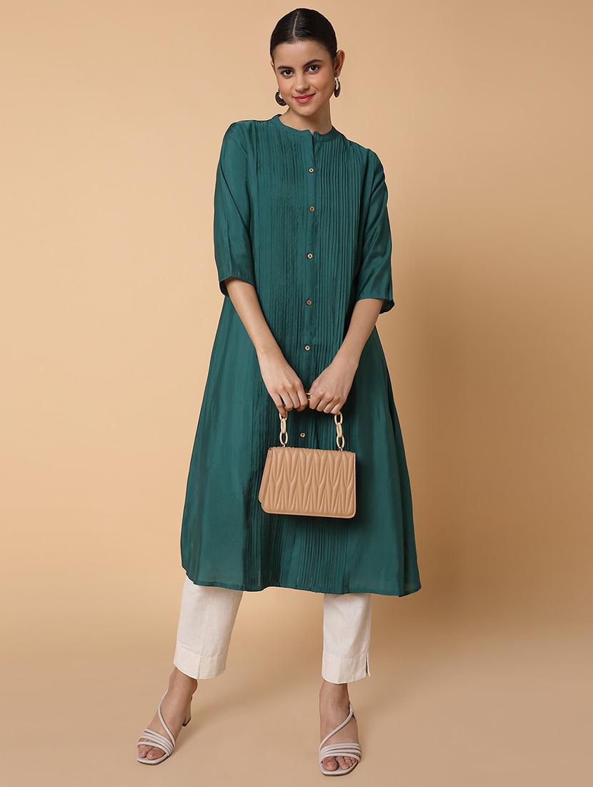 women three quarter sleeve a-line kurta - 21463657 - Standard Image - 5