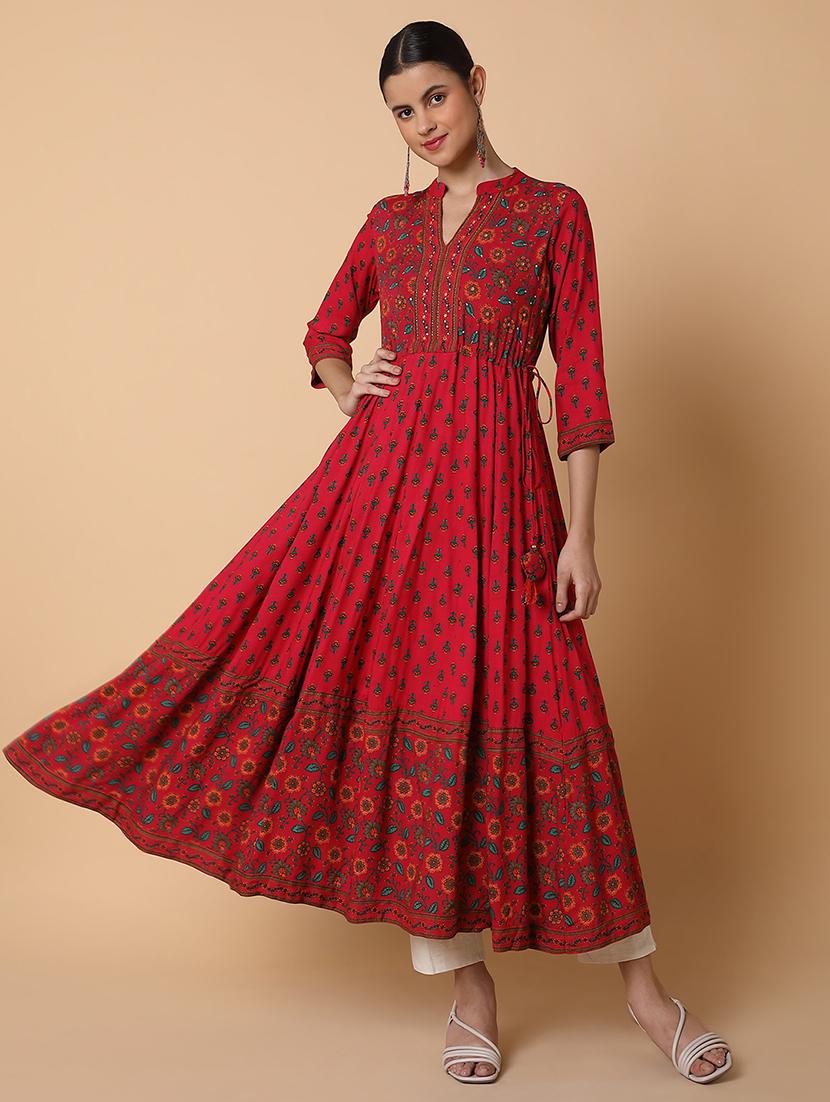 women three quarter sleeve anarkali kurta - 21463673 - Standard Image - 5