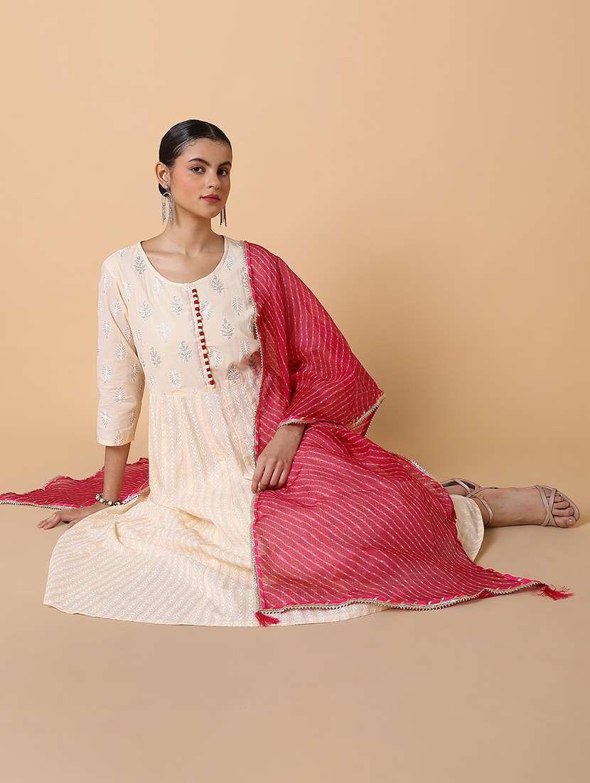 women printed round neck kurta dupatta set - 21463681 -  Standard Image - 5