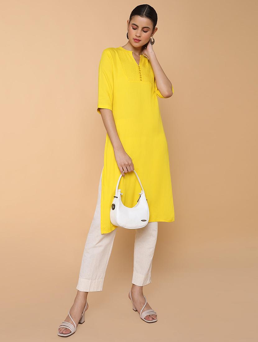 women three quarter sleeve straight kurta - 21463686 - Standard Image - 5