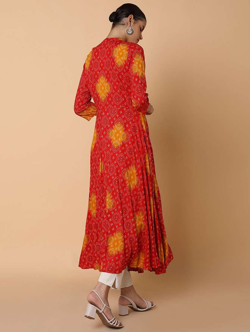 women three quarter sleeve anarkali kurta - 21463691 -  Standard Image - 3