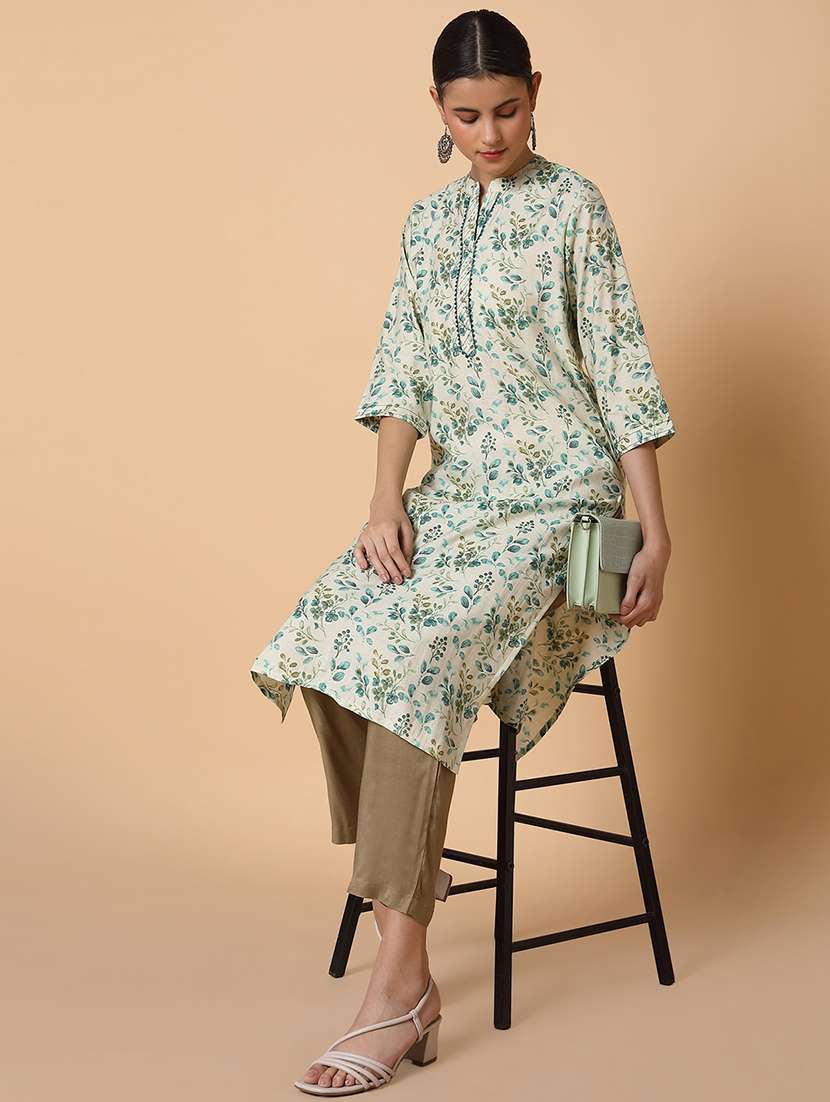 women three quarter sleeve straight kurta - 21463692 -  Standard Image - 5