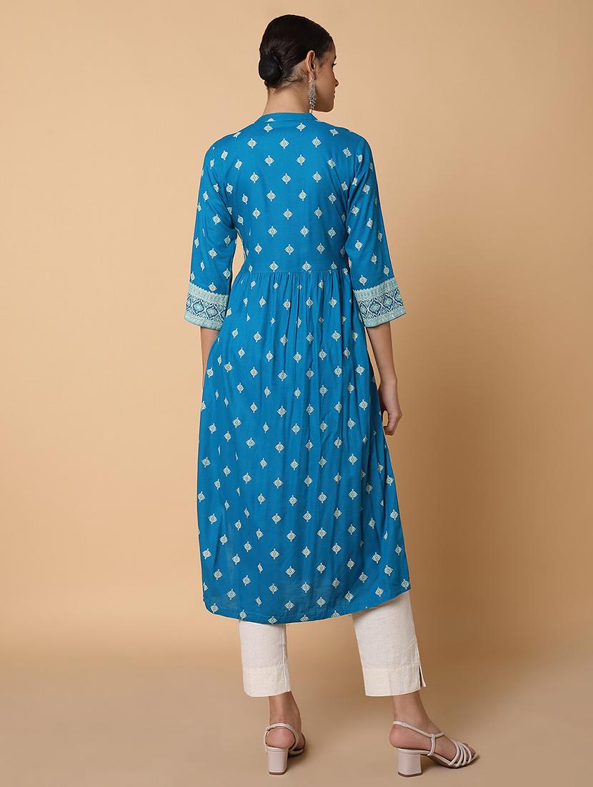 women three quarter sleeve a-line kurta - 21463694 - Standard Image - 3