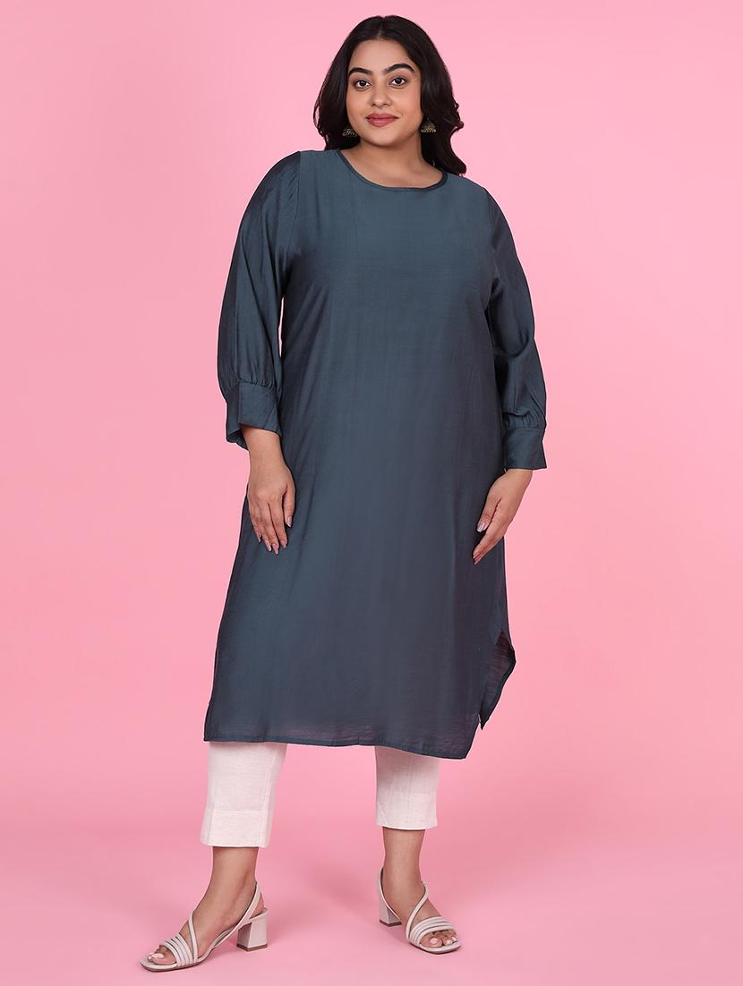 women three quarter sleeve straight kurta - 21463695 - Zoom Image - 0