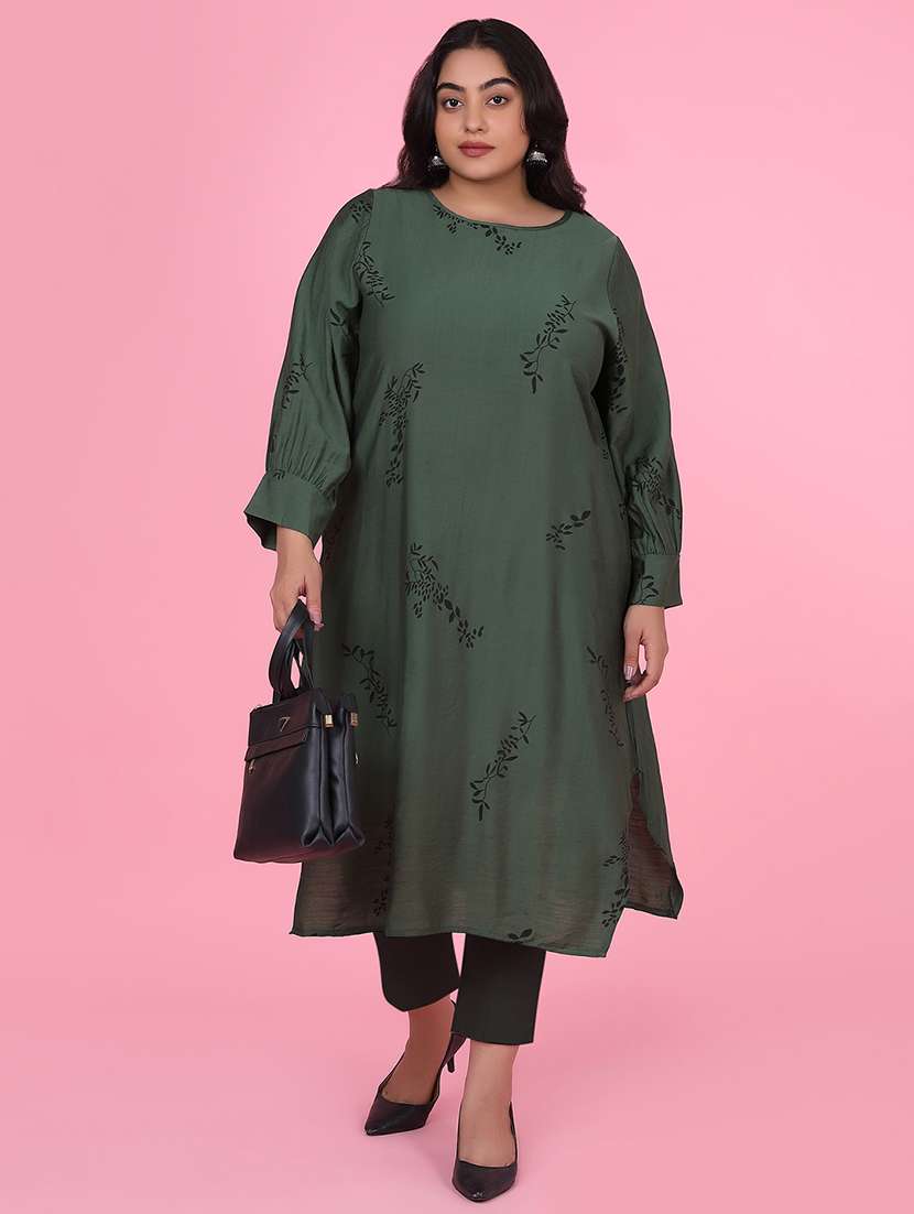 women three quarter sleeve a-line kurta - 21463699 -  Standard Image - 5